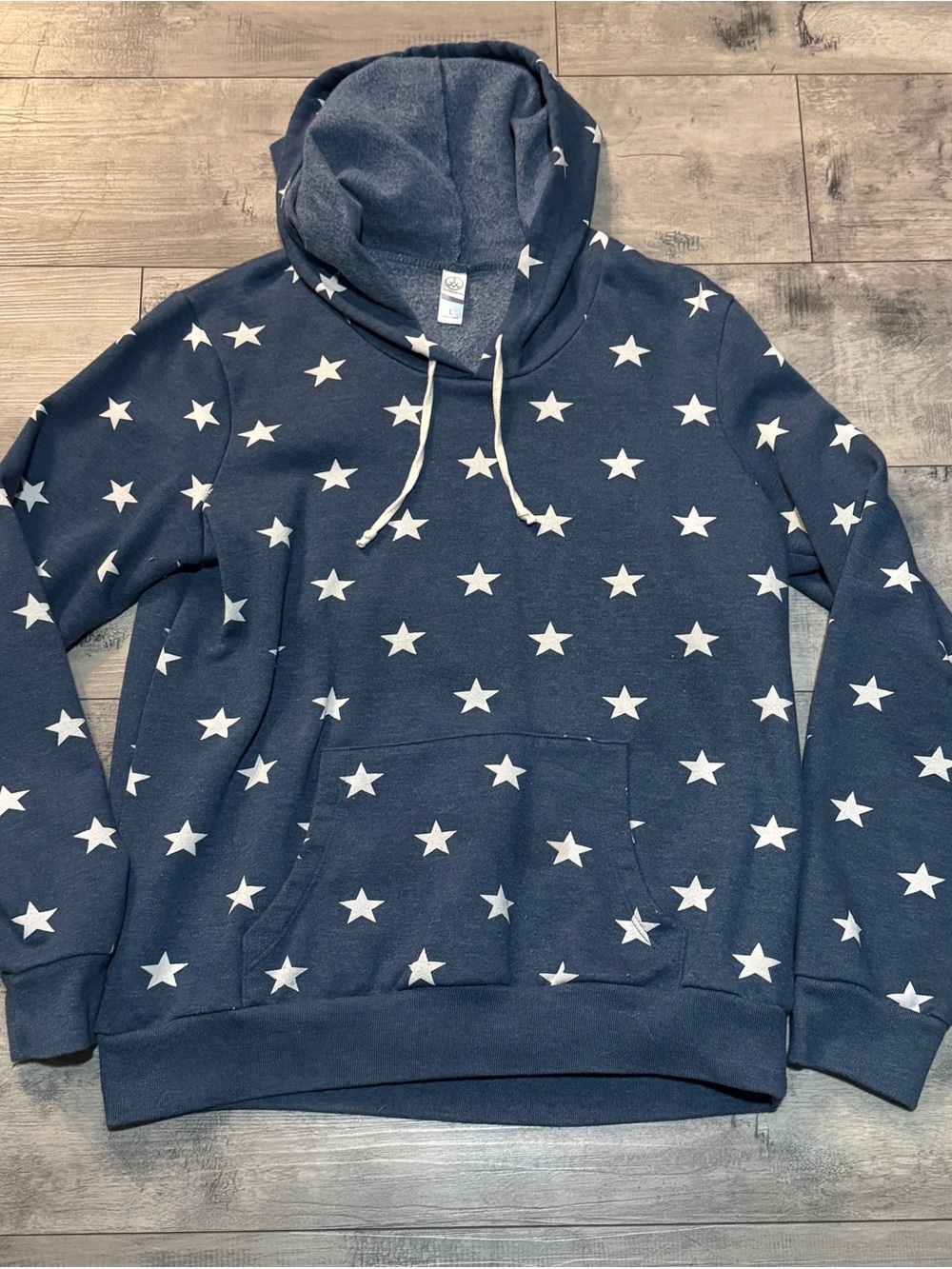Alternative Classic Navy Star Print Hoodie, Large